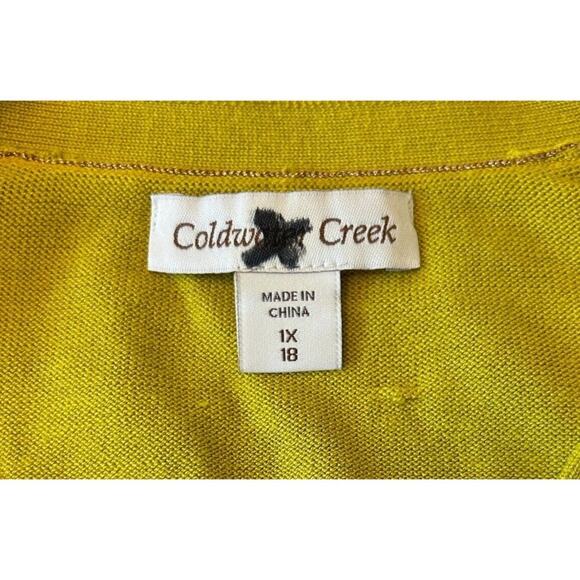 Coldwater Creek Sweater Women's Green Cardigan Size 18/1X Silk Blend Button Up - Picture 6 of 8